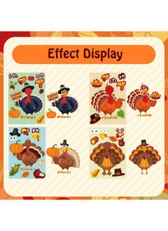 Max Fun 48 Pack Thanksgiving Stickers For Kids Make-A-Turkey Stickers Crafts Thanksgiving Party Games Activities Supplies For Goody Bag Filler  - Image 4