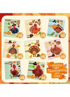 Max Fun 48 Pack Thanksgiving Stickers For Kids Make-A-Turkey Stickers Crafts Thanksgiving Party Games Activities Supplies For Goody Bag Filler  - Image 3