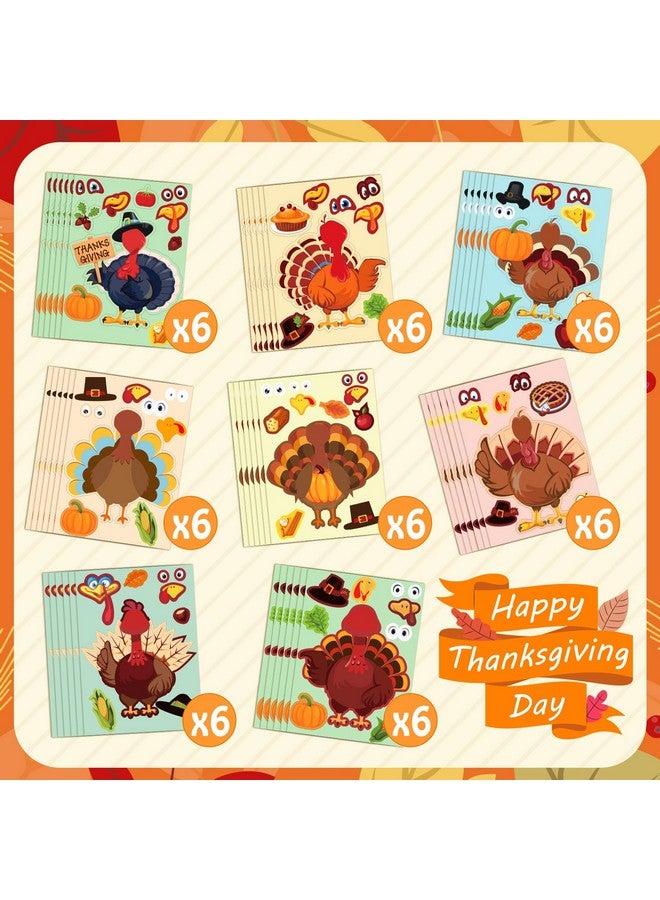 ماكس فن مجموعة من 48 ملصقًا لعيد الشكر للأطفال، ملصقات صنع الديك الرومي، الحرف اليدوية، ألعاب حفلات عيد الشكر، الأنشطة، اللوازم لحشو أكياس الحلوى - Image 3