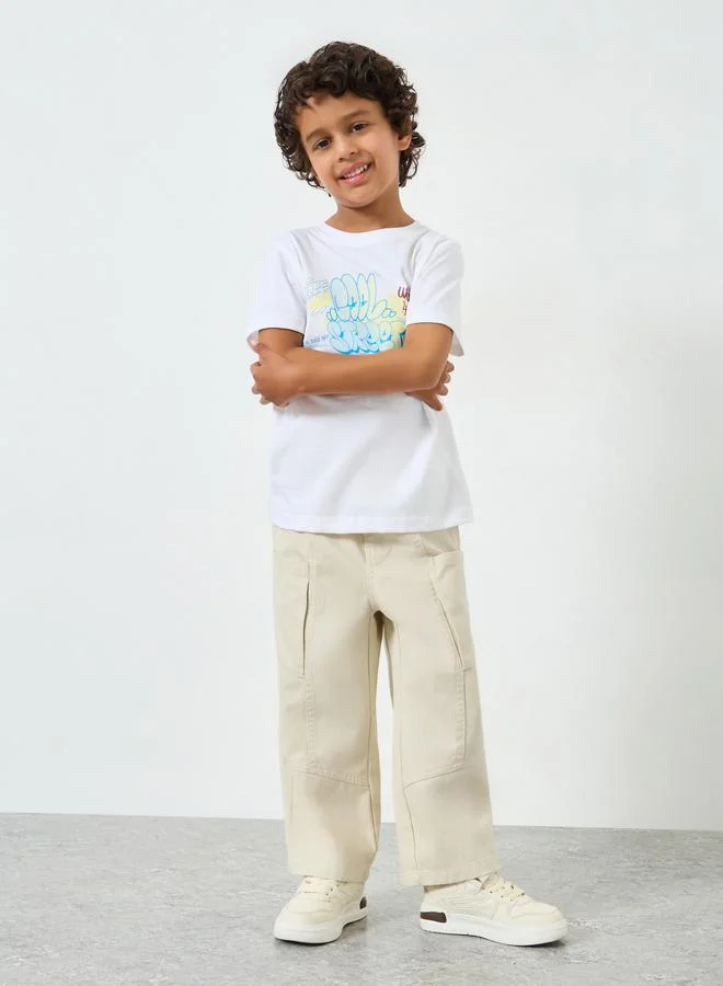 Take Two Boys Solid Elasticated Waistband Cargo Pants
