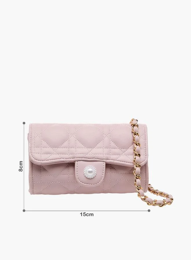 Little Missy PINK Quilted Crossbody Bag with Chain Strap Ramadan Collection for Women | Best Price UAE
