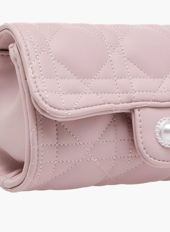 Little Missy PINK Quilted Crossbody Bag with Chain Strap Ramadan Collection for Women | Best Price UAE