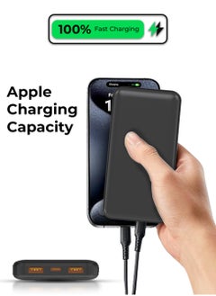 glassology 10000mAh Powerbank with PD 20W + QC 22.5W Fast Charging, Dual USB Output, and Digital Display (Black)  - Image 4