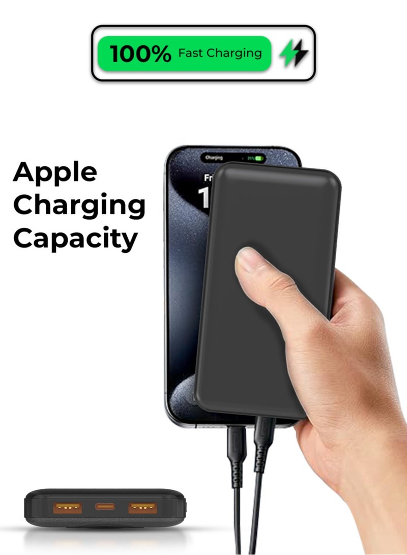 glassology 10000mAh Powerbank PD 20W QC 22.5W Fast Charging Dual USB Output Digital Display Black Compatible with All Apple Devices - Image 4