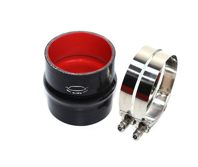 TenkeAuto 4-Ply Reinforced 3.25" ID Straight Hump Coupler Silicone Hose 4" Length With T Bolt Clamp for Turbo/Intercooler/Piping (3.25" Black) - Image 2