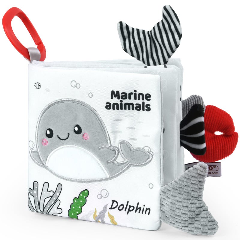 Vicloon Soft Cloth Baby Books - 0-6 Months, 3D Black & White High Contrast Books - Image 1