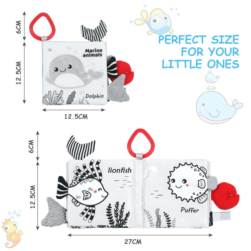 Vicloon Soft Cloth Baby Books - 0-6 Months, 3D Black & White High Contrast Books - Image 2