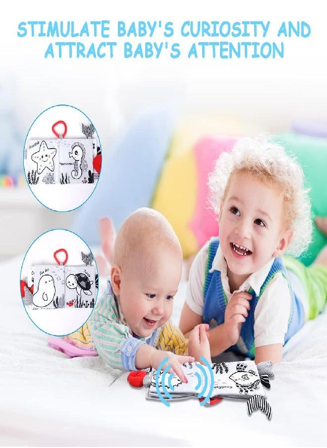 Vicloon Vicloon Soft Cloth Baby Books, Baby Books 0-6 Months, 3D Black and White High Contrast Soft Cloth Book, Washable Non-Toxic Early Baby Book  - Image 3