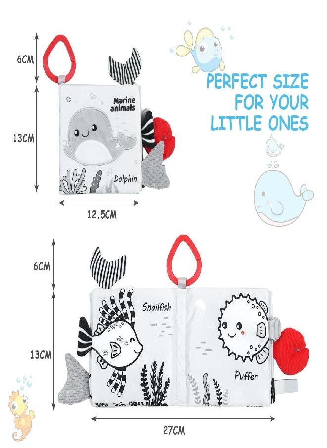 Vicloon Vicloon Soft Cloth Baby Books, Baby Books 0-6 Months, 3D Black and White High Contrast Soft Cloth Book, Washable Non-Toxic Early Baby Book  - Image 2