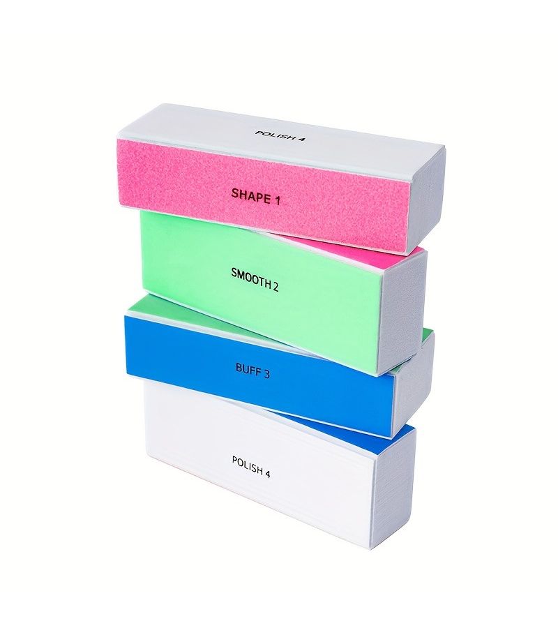 4 Pcs Random Color 4 Sided Nail Buffer Block Hypoallergenic Manicure Pedicure Tool For Smooth Shiny Nails - Image 4