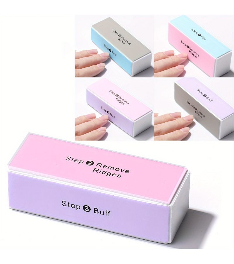 4 Pcs Random Color 4 Sided Nail Buffer Block Hypoallergenic Manicure Pedicure Tool For Smooth Shiny Nails - Image 2