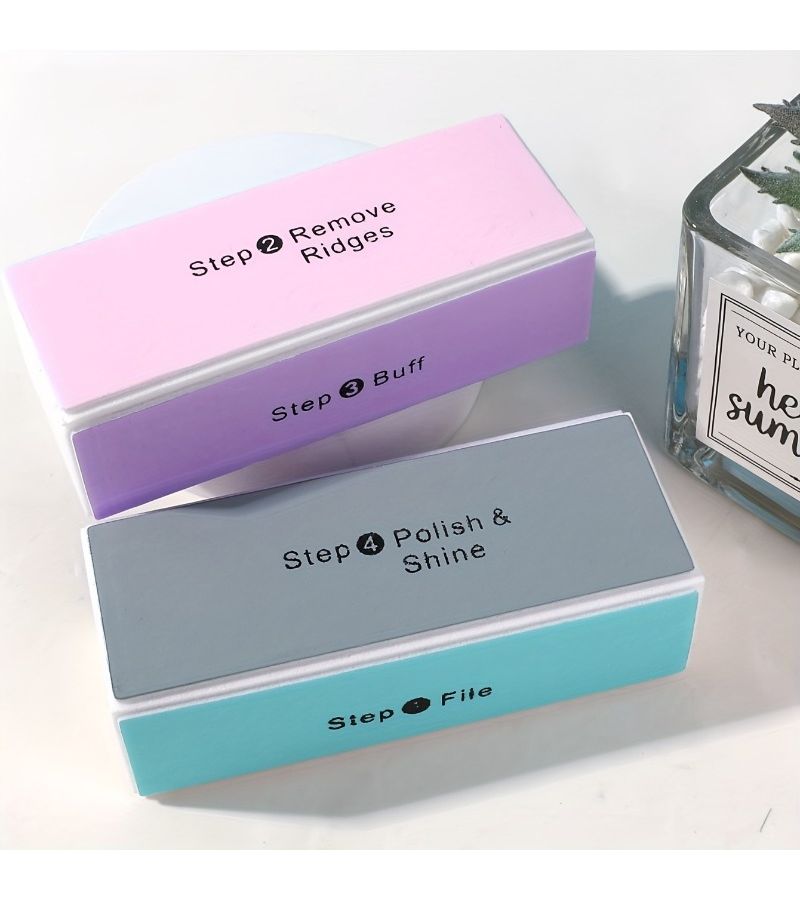 4 Pcs Random Color 4 Sided Nail Buffer Block Hypoallergenic Manicure Pedicure Tool For Smooth Shiny Nails - Image 3