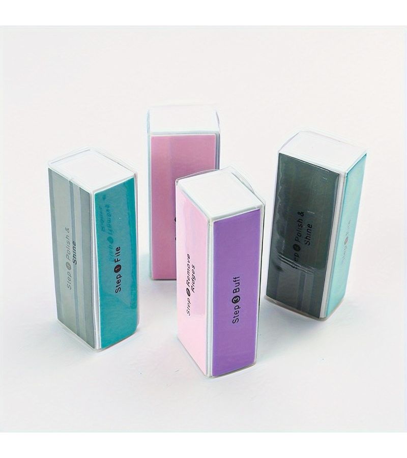 4 Pcs Random Color 4 Sided Nail Buffer Block Hypoallergenic Manicure Pedicure Tool For Smooth Shiny Nails - Image 5