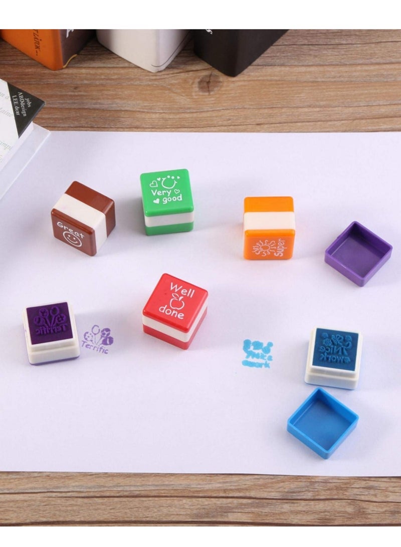 SOLARAE DIY Cartoon Reward Stamps Set - 6 Self-Inking Motivational Comment Stamps for Teachers, Perfect for Praising Students with Fun Stickers! - Image 4