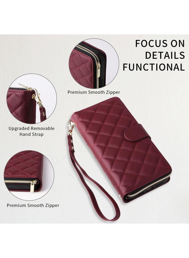 Zaboon Case For iPhone 11 Pro Crossbody Rhombic Zipper Tower Buckle Leather Phone Case with Lanyard - Image 3