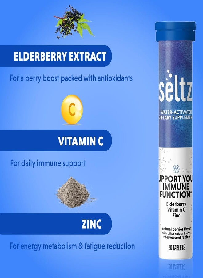 Seltz سيلتز® يدعم وظائف جهاز المناعة لديك - فيتامينات فوارة مع فيتامين سي، وبلسان، وزنك لدعم المناعة اليومي - بنكهة التوت، 20 قرصًا (عبوة من 6) - Image 2