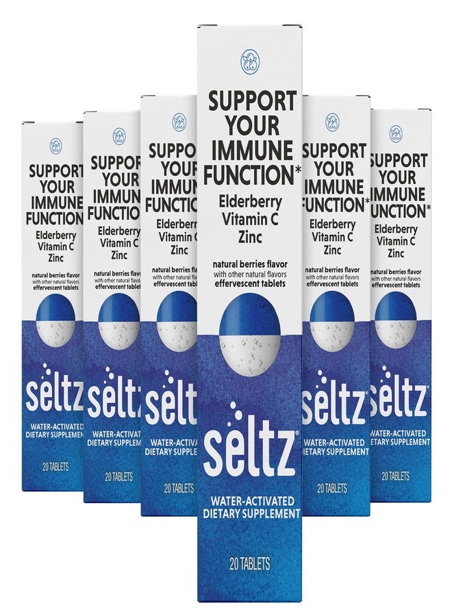 Seltz سيلتز® يدعم وظائف جهاز المناعة لديك - فيتامينات فوارة مع فيتامين سي، وبلسان، وزنك لدعم المناعة اليومي - بنكهة التوت، 20 قرصًا (عبوة من 6) - Image 1
