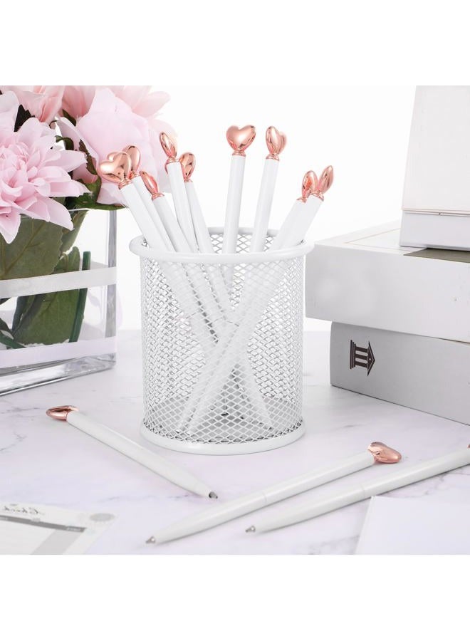 Thenshop 24 Pcs Heart Shaped Pens Retractable Metal Cute Pens 1.0 mm Black Ink Ballpoint Decorative Engagement Gifts for Bridesmaid Women Wedding Bridal Shower Sleepover Party(White) - Image 4