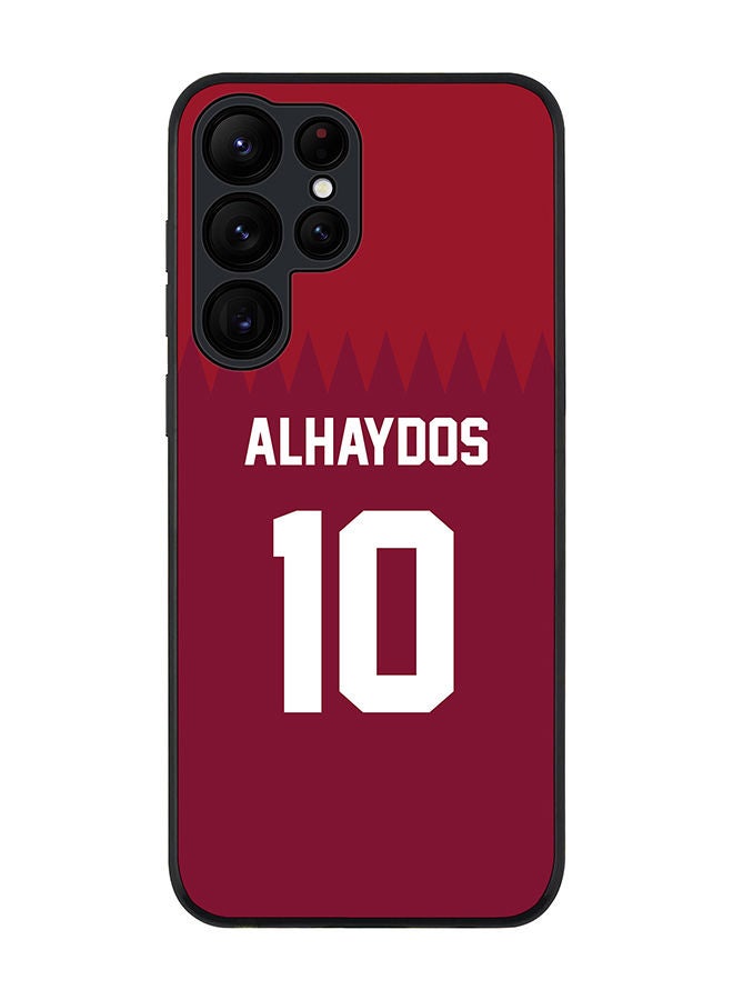 Stylizedd Rugged Black edge case for Samsung Galaxy S22 Ultra 5G Slim fit Soft Case Flexible Rubber Edges Anti Drop TPU Gel Thin Cover - Football Team - Qatar Player Name - Alhaydos - Image 1