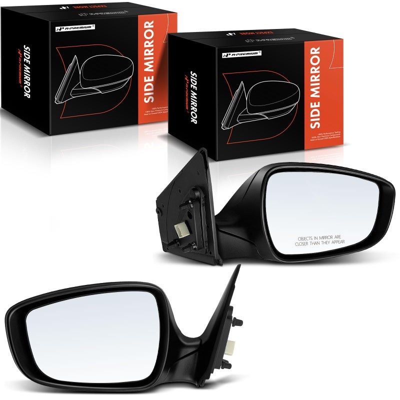 مرآة باب كهربائية مزدوجة للسائق والراكب متوافقة مع هيونداي إيلانtra 2011-2013 إيلانtra كوبيه 2013 مرآة خارجية سوداء قابلة للطي يدوية