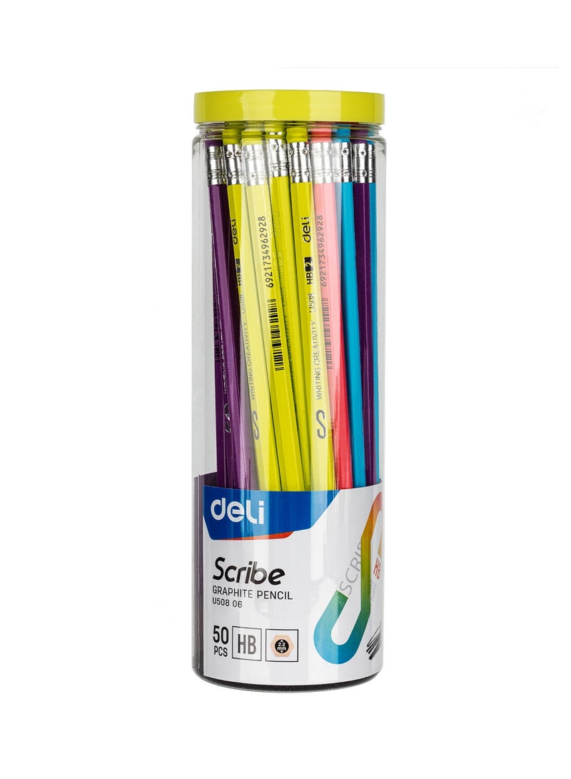 Deli EU50806 Graphite Pencils HB, 50pcs/Box with Eraser 鈥?Ideal for School, Office & Drawing Use - Image 1
