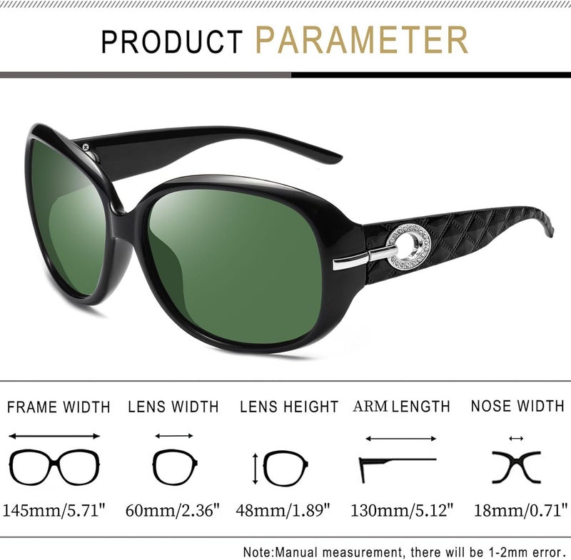 Joopin Big Womens Sunglasses Polarized Trendy Sun Glasses Large Rectangle UV Protection Rhinestone Sunnies - Image 4