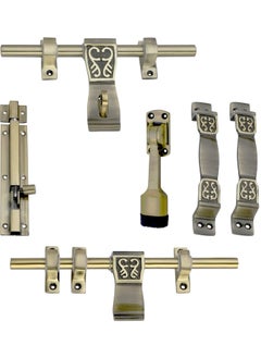 Harigario Unique SShape Single Double Door Set Elegant Hardware Kit for Home and Office Doors Brass Antique Finish  - Image 1