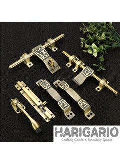 Harigario Unique SShape Single Double Door Set Elegant Hardware Kit for Home and Office Doors Brass Antique Finish  - Image 2