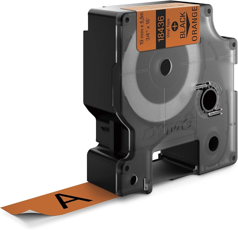 Dymo Rhino Industrial Vinyl Labels 3/4" Black Print on Orange Tape - Image 3