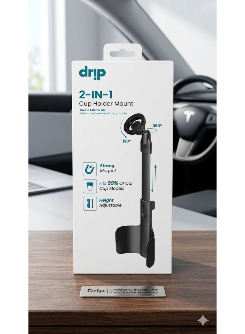 دريب حامل هاتف مغناطيسي 2 في 1 مع حامل أكواب – قابل للتعديل مع دعم ماج سيف ، ذراع قابل للتمديد ودوران 360° - Image 4