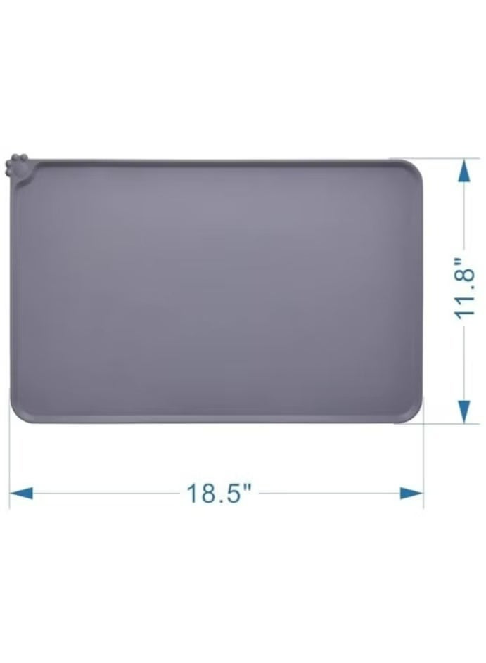 Feeding Mat, For Cat and Dogs Silicone Bowl Mat, Feeding Mat, Waterproof Dog Cat Mat Pet Placemat Premium Silicone FDA Grade Non-stick Non Slip Anti Spill Easy Clean ( Light Grey ) - Image 2