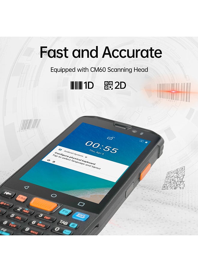 جهاز طرفي محمول باليد KP36 يعمل بنظام Android 11.0 وجهاز تجميع البيانات وجهاز جرد ووظيفة NFC وشبكة 4G WiFi وBT مع شاشة تعمل باللمس مقاس 4 بوصات وكاميرا خلفية بقوة 1300 وات