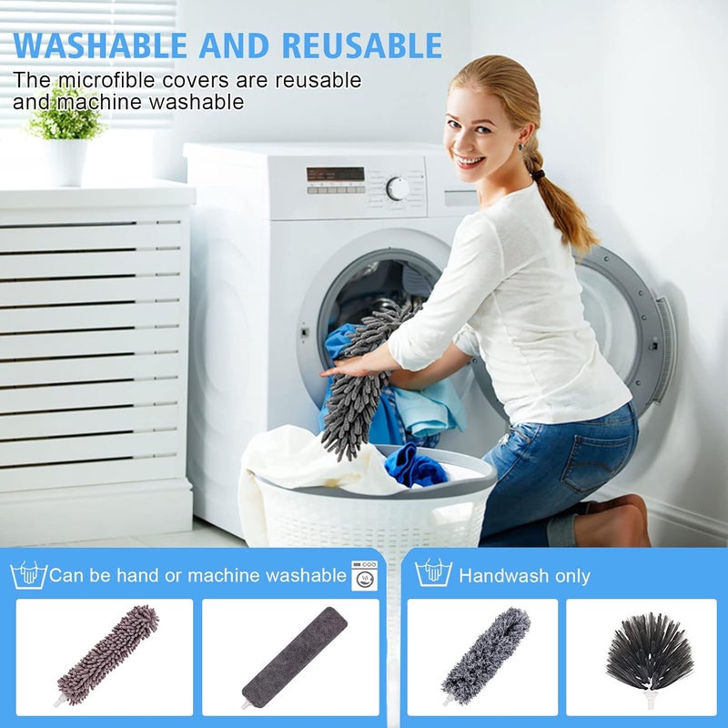 TiumsoMicrofiber Feather Duster Bendable Extendable Fan Cleaning Duster with 100 inches Expandable Pole Handle Washable Duster for High Ceiling Fans Window Blinds Furniture Standard - Image 5