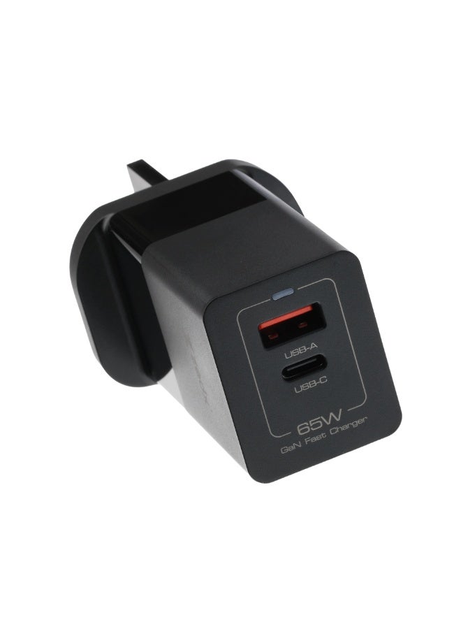 زيدكس شاحن سريع ZedX Z430 بتقنية GaN بقدرة 65 واط – بمنفذين USB-C و USB-A (قابس بريطاني) - Image 1