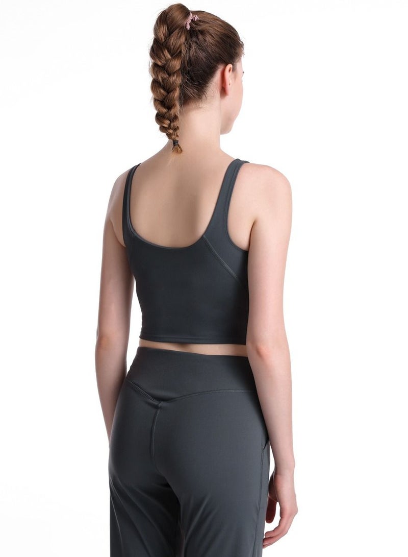 Loquat Women Quick Dry Breathable Yoga Bra Grey  - Image 2