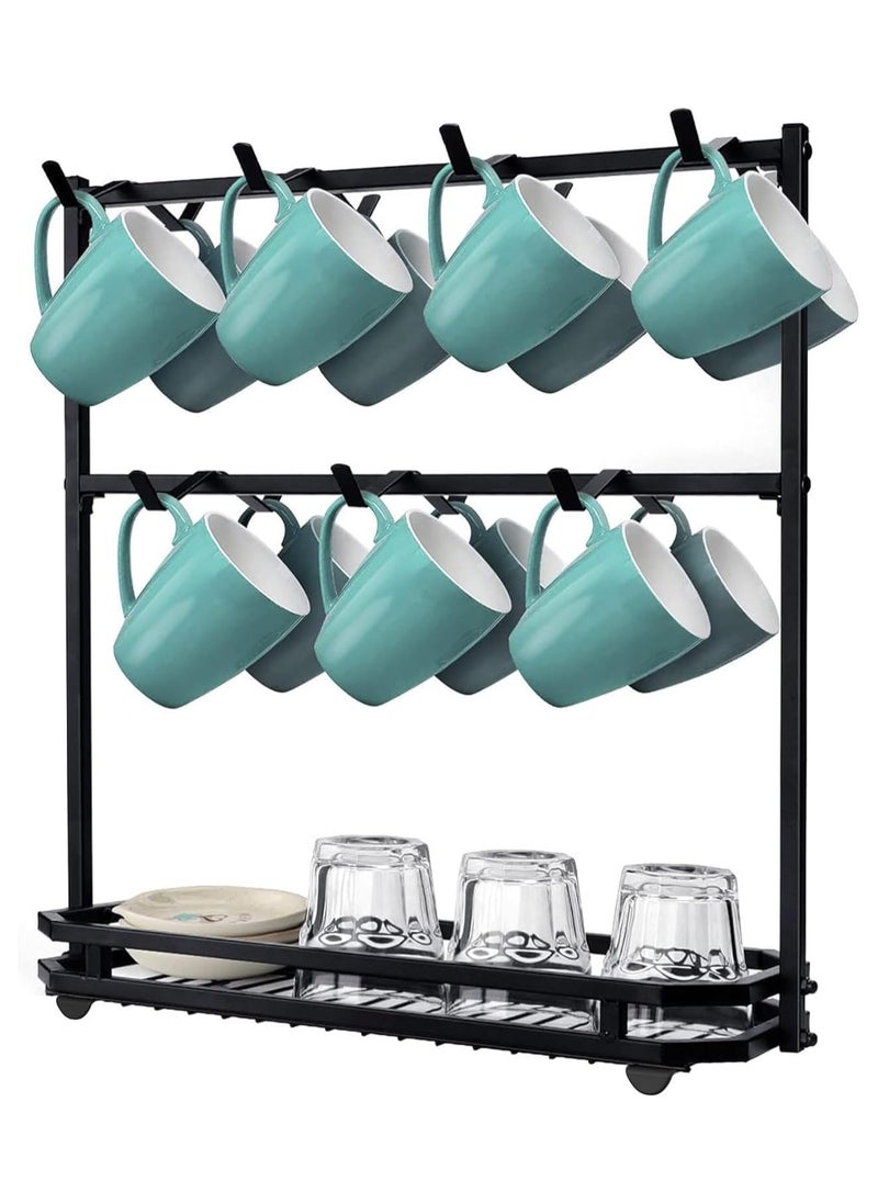 Coffee Mug Holder Stand Countertop, Rack for 14 Mugs, 2 Tier Counter Display Storage, Metal Wire Tea Cup Holder for Coffee Station Kitchen Organizer - pzsku/Z860A73B354CCF4D8BD1CZ/45/_/1709464609/111fb362-ace5-421a-bd10-e30799f2a0bb