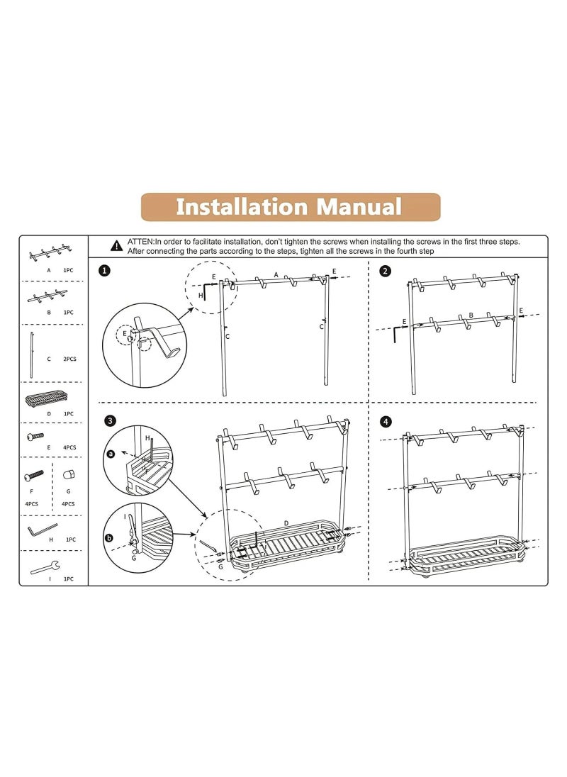 Coffee Mug Holder Stand Countertop, Rack for 14 Mugs, 2 Tier Counter Display Storage, Metal Wire Tea Cup Holder for Coffee Station Kitchen Organizer - pzsku/Z860A73B354CCF4D8BD1CZ/45/_/1709464660/d84a0475-5a63-4eb7-8777-d92b290ce868