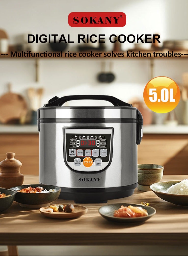 sokany 5 Liters - Electric Rice Cooker, Instant Programmable, 700 Watts, 10 Smart Programs SK-07051 Black - Image 2