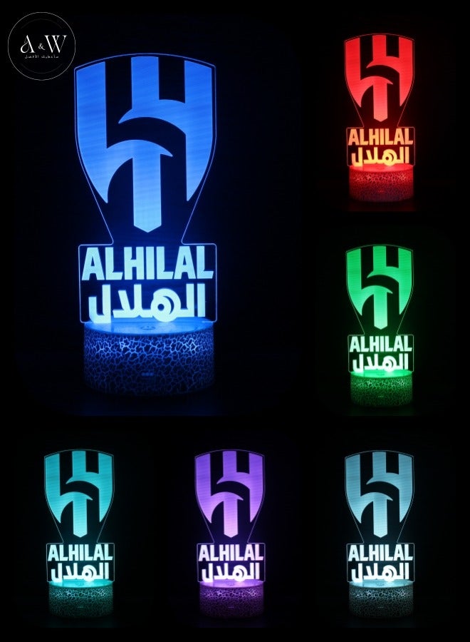 A&W Al Hilal 3D Night Light, Illusion Lamp, LED Gaming Lights with RGB 16 Color Changing, 4 Dynamic Flashing Modes, 1–24H Timer Off, Remote Control & Touch - Football Fans Gift & Gaming Decor, Room Decoration - Image 1