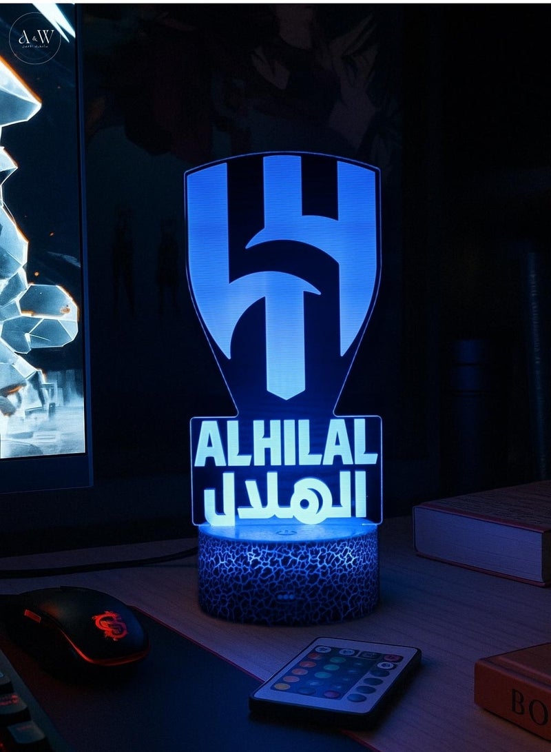 A&W Al Hilal 3D Night Light, Illusion Lamp, LED Gaming Lights with RGB 16 Color Changing, 4 Dynamic Flashing Modes, 1–24H Timer Off, Remote Control & Touch - Football Fans Gift & Gaming Decor, Room Decoration - Image 2
