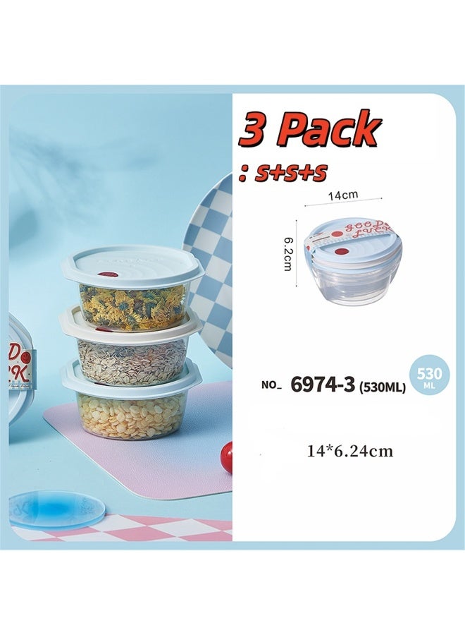 3 Pack Food Storage Container, Airtight Meal Prep Container Set Locking Lids, Re-usable Plastic Food Storage Box Stackable Kitchen Organizer, BPA-Free, Microwave, Freezer & Dishwasher Safe (3 Pack, Blue-6974-3) - Image 1