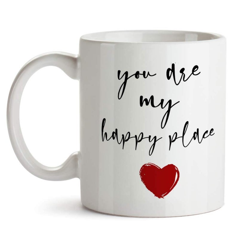 FirseBUY You are My Happy Place Love Quotes Printed Ceramic Coffee Mug 11oz White - Image 2