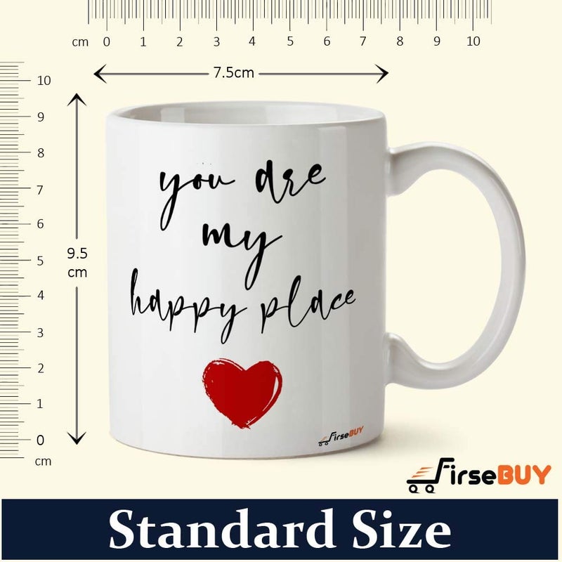 FirseBUY You are My Happy Place Love Quotes Printed Ceramic Coffee Mug 11oz White - Image 5