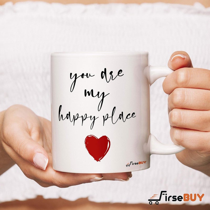 FirseBUY You are My Happy Place Love Quotes Printed Ceramic Coffee Mug 11oz White - Image 3