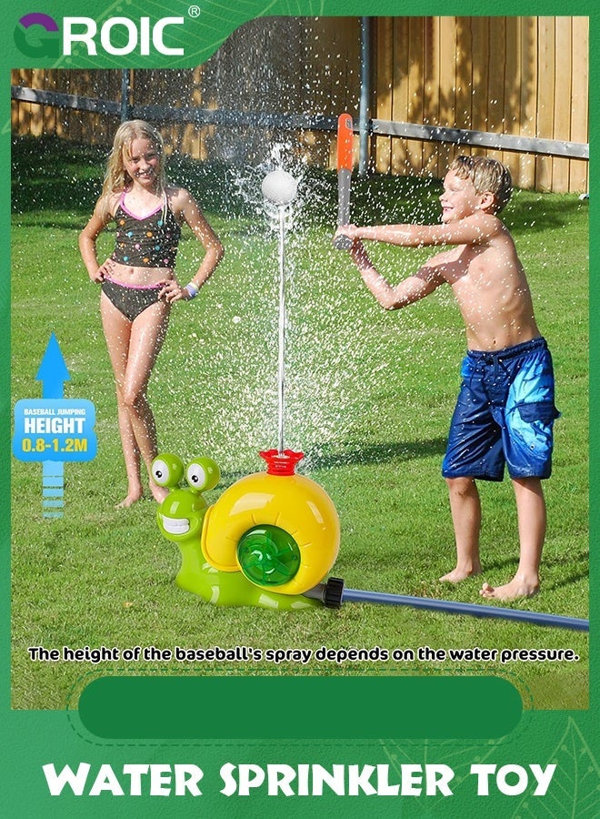 GROIC لعبة كرة البيسبول برذاذ الماء للأطفال للعب في الهواء الطلق، لعبة الحلزون الصيفية 2 في 1 مع رؤوس، رش 360° دوار للصبيان والبنات في الحديقة وحفلات المسبح - Image 4