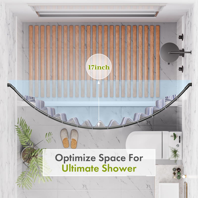 AmazerBath 20-84 Inches Arched Curved Shower Curtain Rod, Heavy Duty Shower Rod Rust Proof Bathroom Curtain Rod, Adjustable Telescoping Design Easy Segmented Installation, Need to Drill, Black - Image 3
