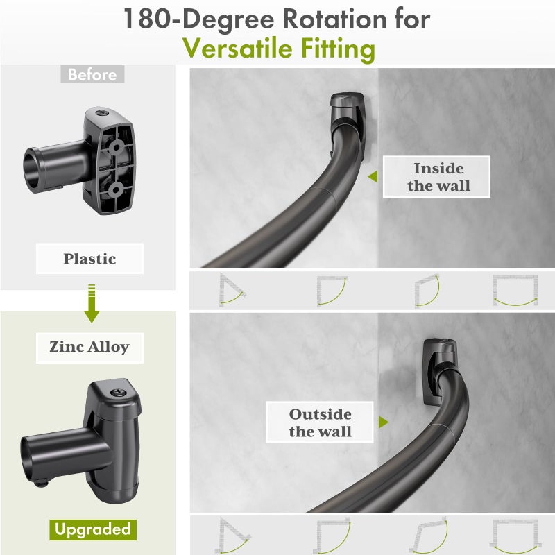 AmazerBath 20-84 Inches Arched Curved Shower Curtain Rod, Heavy Duty Shower Rod Rust Proof Bathroom Curtain Rod, Adjustable Telescoping Design Easy Segmented Installation, Need to Drill, Black - Image 4
