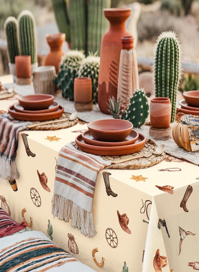 UNIIDECO 3 Pack Western Party Tablecloth, Western Cowboy Tablecloth Decorations Cowgirl Cowboy Disposable Plastic Table Cover for Birthday Baby Shower My First Rodeo Party 54 x 108 in - Image 3