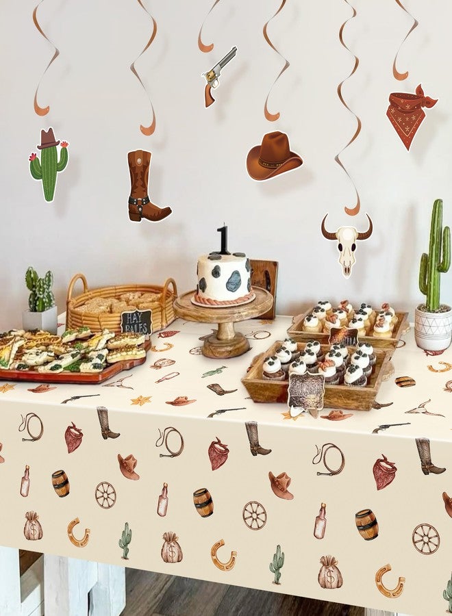 UNIIDECO 3 Pack Western Party Tablecloth, Western Cowboy Tablecloth Decorations Cowgirl Cowboy Disposable Plastic Table Cover for Birthday Baby Shower My First Rodeo Party 54 x 108 in - Image 5