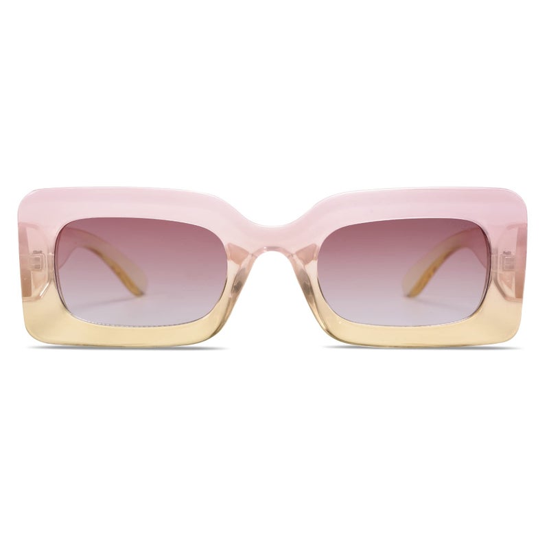 SOJOS Retro 90s Nude Rectangle Sunglasses Womens Mens Trendy Chunky Glasses Gradient Pink Frame Purple Lens - Image 5